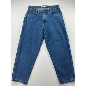 VTG Monet Skateboards Drawstring Baggy Denim Carpenter Jeans Sz 30x27 Grunge Y2K